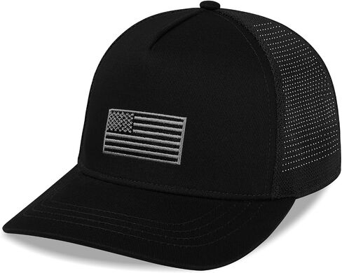 Boys American Flag Trucker Hat - Capback Baseball Cap القابلة للتعديل للأطفال - شبكة تنفس (3-14 سنة) in Kuwait