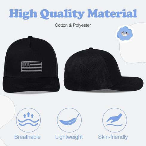Boys American Flag Trucker Hat - Capback Baseball Cap القابلة للتعديل للأطفال - شبكة تنفس (3-14 سنة) in Kuwait