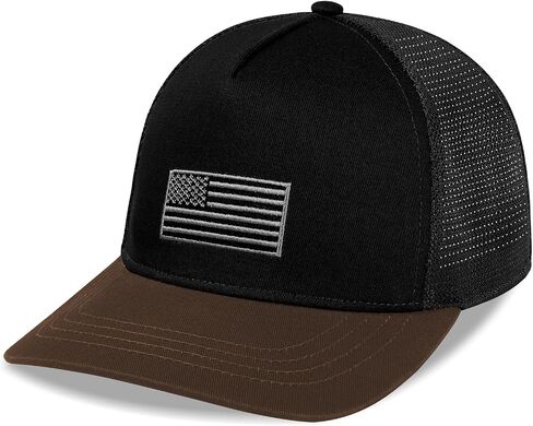 Boys American Flag Trucker Hat - Capback Baseball Cap القابلة للتعديل للأطفال - شبكة تنفس (3-14 سنة) in Kuwait