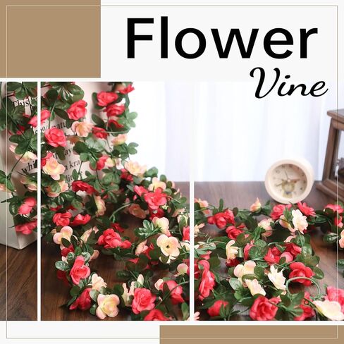 Miracliy 5pcs 41 قدم زهرة الوردي إكليل الورد الاصطناعي كرمة زهرية زهرية الزهور من أجل زهرة خلفية زفاف الأم يوم حديقة الشاي ديكور in Kuwait