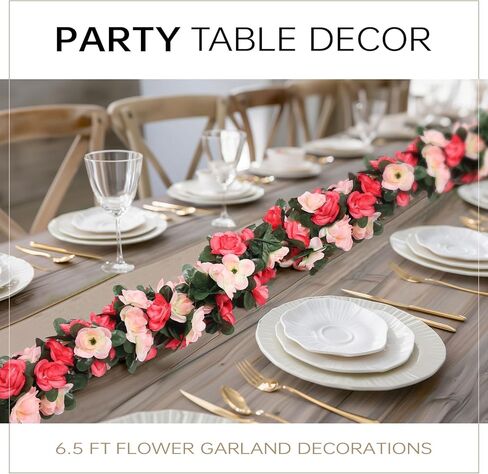 Miracliy 5pcs 41 قدم زهرة الوردي إكليل الورد الاصطناعي كرمة زهرية زهرية الزهور من أجل زهرة خلفية زفاف الأم يوم حديقة الشاي ديكور in Kuwait