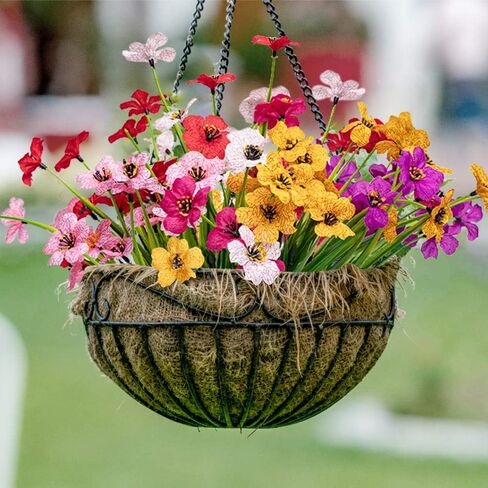 Macting الزهور الاصطناعية للهواء الطلق 6 حزم زهور مزيفة الأشعة فوق البنفسجية مصقفة مقاومة النباتات البلاستيكية لا تتلاشى للمزارعين مربع الفناء شرفة حديقة ساحة داخلية خارج الصيف ديكورات (مزيج اللون -1) in Kuwait