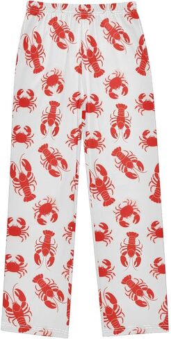 ALAZA Red Lobster on White Pajama Lounge Pants Long Sleep Pajama Bottoms with Pockets in Kuwait