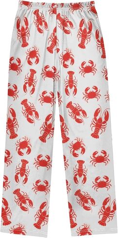 ALAZA Red Lobster on White Pajama Lounge Pants Long Sleep Pajama Bottoms with Pockets in Kuwait