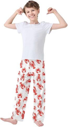 ALAZA Red Lobster on White Pajama Lounge Pants Long Sleep Pajama Bottoms with Pockets in Kuwait