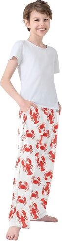 ALAZA Red Lobster on White Pajama Lounge Pants Long Sleep Pajama Bottoms with Pockets in Kuwait
