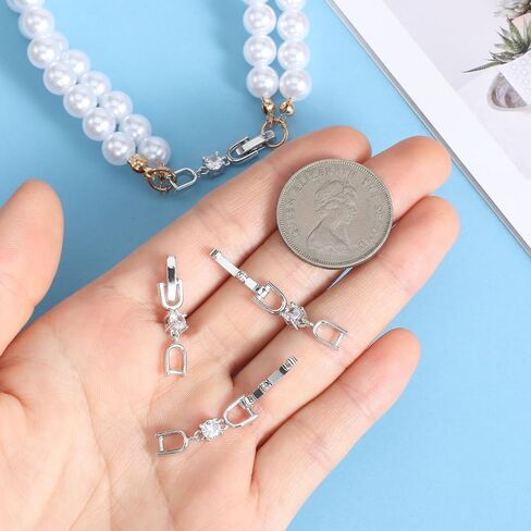 Mabor 4pcs قلادة الذهب موسع النحاس تمديدات القلادة الزركون مشابك المجوهرات لضرب المجوهر in Kuwait