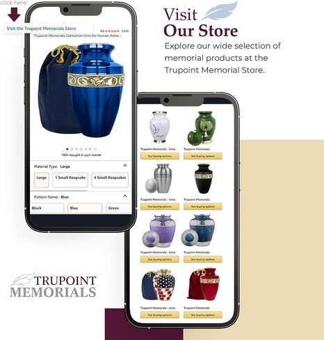 Trupoint Memorials Cremation Urns for Human Ashes, Decorative Burial Urn for Adult Men and Women, Large Grecian Blue and Gold in Saudi Arabia