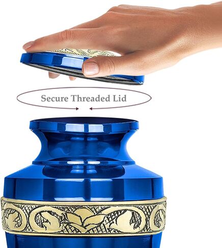 Trupoint Memorials Cremation Urns for Human Ashes, Decorative Burial Urn for Adult Men and Women, Large Grecian Blue and Gold in Saudi Arabia