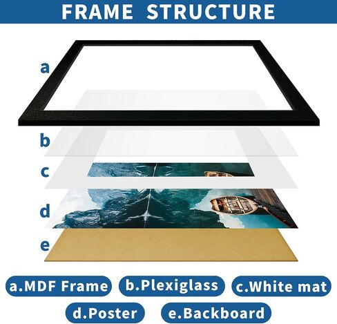 24x36 Poster Frame Set of 2, Rustic Black Wood Style - Display 24 x 36 Poster without Mat or 20x30 Picture with Mat, Wall Mounting Horizontal and Vertical in Kuwait