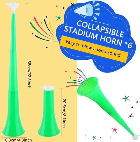 6 Pieces Collapsible Stadium Horn 24 Inch Plastic Trumpet Horn Stadium Horn Noise Maker for Sporting Events Sports Themed Party Supplies (Black) in Kuwait