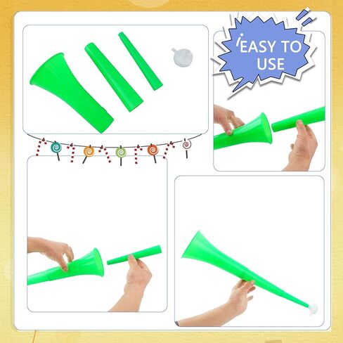 6 Pieces Collapsible Stadium Horn 24 Inch Plastic Trumpet Horn Stadium Horn Noise Maker for Sporting Events Sports Themed Party Supplies (Black) in Kuwait