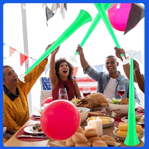 6 Pieces Collapsible Stadium Horn 24 Inch Plastic Trumpet Horn Stadium Horn Noise Maker for Sporting Events Sports Themed Party Supplies (Black) in Kuwait