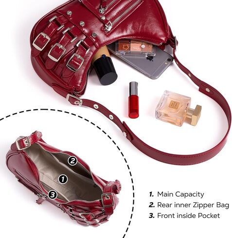 Shoulder Purse for Women, Leather Women's Handbag Y2k Aesthetic Coquette Shoulder Bag Hobo Punk Trendy Ladies Purse in Kuwait