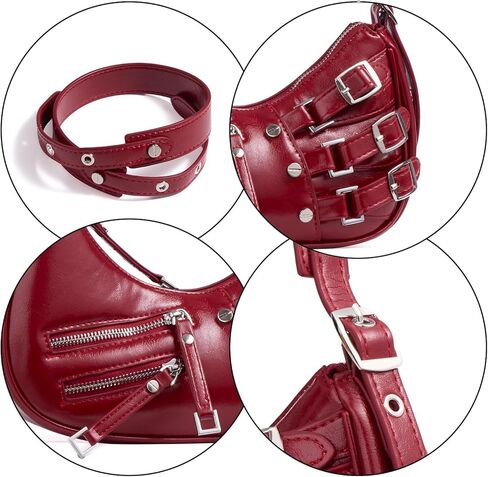 Shoulder Purse for Women, Leather Women's Handbag Y2k Aesthetic Coquette Shoulder Bag Hobo Punk Trendy Ladies Purse in Kuwait