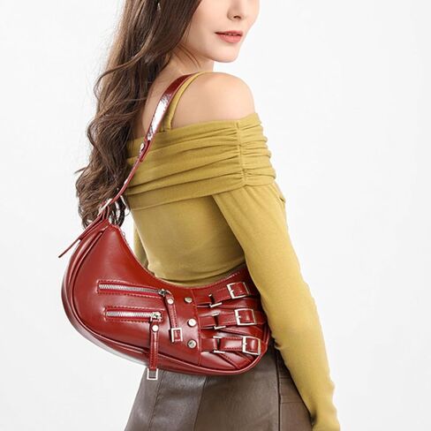 Shoulder Purse for Women, Leather Women's Handbag Y2k Aesthetic Coquette Shoulder Bag Hobo Punk Trendy Ladies Purse in Kuwait