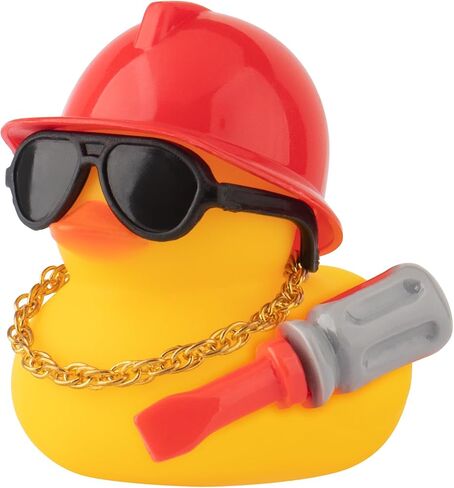 Wonuu Car Dashboard Decorations Ducks Rubber Rubber ، Builder Puilder Rubber Ducky لزخرفة السيارة اللطيفة مع أداة ، قبعة صلبة ، نظارات ، قلادة (مطرقة) in Kuwait