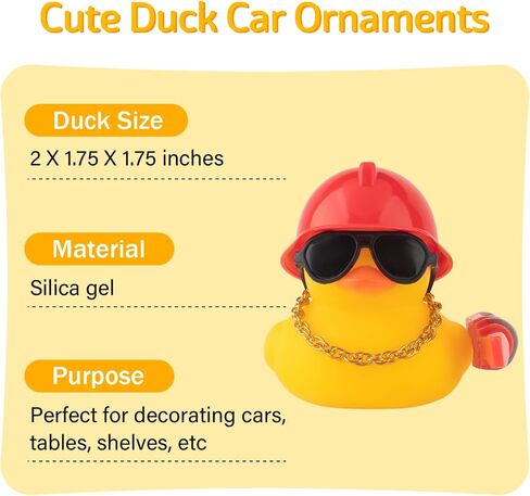 Wonuu Car Dashboard Decorations Ducks Rubber Rubber ، Builder Puilder Rubber Ducky لزخرفة السيارة اللطيفة مع أداة ، قبعة صلبة ، نظارات ، قلادة (مطرقة) in Kuwait