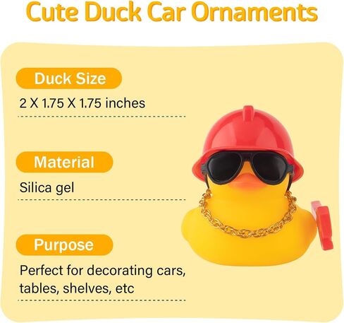 Wonuu Car Dashboard Decorations Ducks Rubber Rubber ، Builder Puilder Rubber Ducky لزخرفة السيارة اللطيفة مع أداة ، قبعة صلبة ، نظارات ، قلادة (مطرقة) in Kuwait