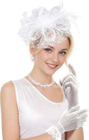 قبعة fascinator للنساء حزب الشاي قبعات الشاي حجاب الشاي حزب الشاي على رأس قفازات الدانتيل للنساء في عشرينيات القرن العشرين حفلة in Kuwait