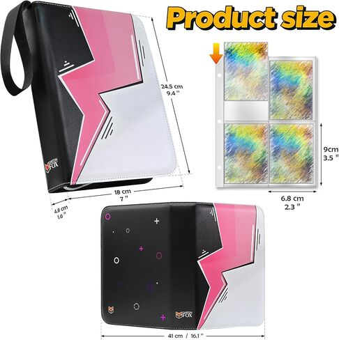 Trading Card Binder, 4 Pockets Card Holder, 55 Double Sided Removable Pages, 440 Card Sleeves, Toploader Binder, Portable Album Holder, Storage Box for Trading Cards in Saudi Arabia