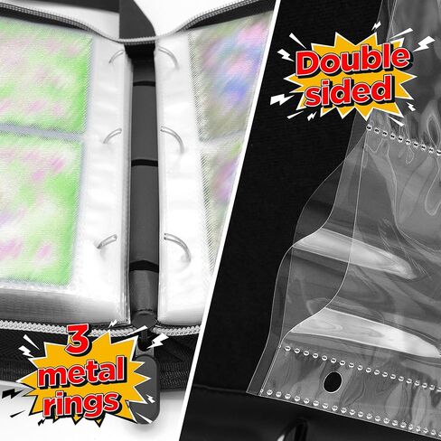 Trading Card Binder, 4 Pockets Card Holder, 55 Double Sided Removable Pages, 440 Card Sleeves, Toploader Binder, Portable Album Holder, Storage Box for Trading Cards in Saudi Arabia