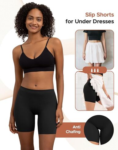 INNERSY Women's Seamless Slip Shorts for Under Dresses Anti Chafing Cooling Boy Shorts 2-Pack in Kuwait