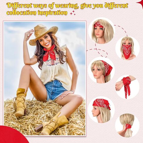 36 Pcs Cowboy Bandanas Bulk Paisley Bandanas Western Headband for Women Men Costume, Parades, Independence Day in Kuwait