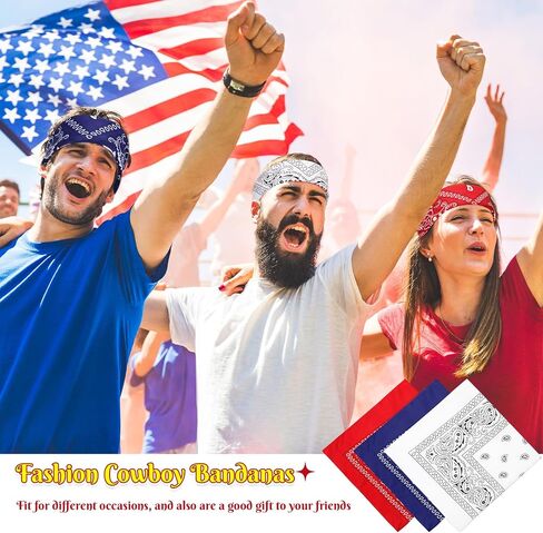 36 Pcs Cowboy Bandanas Bulk Paisley Bandanas Western Headband for Women Men Costume, Parades, Independence Day in Kuwait