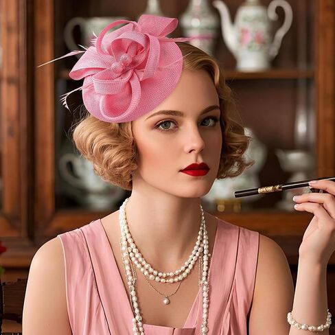 Women 2025 Derby Hat - Classic Victoria Kentucky Fascinator 1920s Tea Party Hats with Hair Clip for Lady Woman in Kuwait