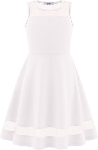 Arshiner Girls Dresses Elegant Dresses Slicfeless Round Neck A-Line Party Dance Graduation Mesh Size 5-16 in Kuwait