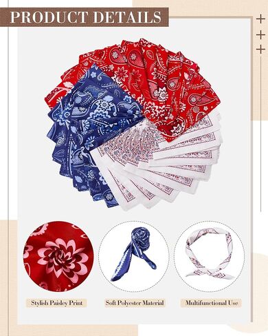 Paisley Bandanas Bulk Unisex Cowboy Kerchiefs Soft Polyester Novelty Headband for Women Men Western Party Costume in Saudi Arabia