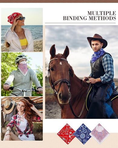 Paisley Bandanas Bulk Unisex Cowboy Kerchiefs Soft Polyester Novelty Headband for Women Men Western Party Costume in Saudi Arabia