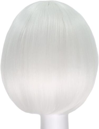 White Bob Wig with Bangs 10inch Short Glow in the Dark Wig Synthetic Straight Glueless Wigs for Cosplay Party Carnival in Saudi Arabia