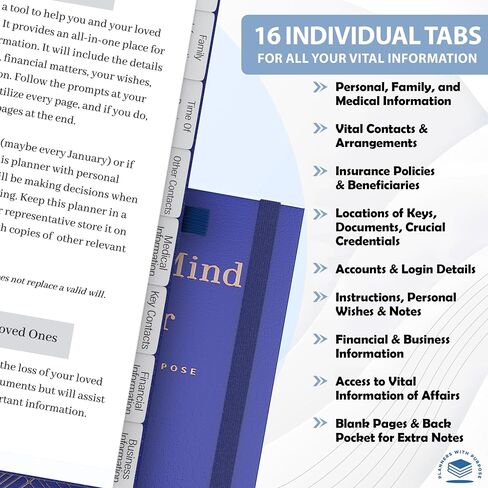 End of Life Planner - Guided Final Arrangements When I'm Gone Workbook Organizer Notebook for Beneficiary Info, Will Preparation, Last Wishes, Funeral Planning - Peace of Mind B5 in Kuwait