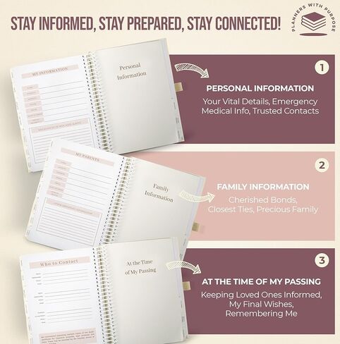 End of Life Planner - Guided Final Arrangements When I'm Gone Workbook Organizer Notebook for Beneficiary Info, Will Preparation, Last Wishes, Funeral Planning - Peace of Mind B5 in Kuwait