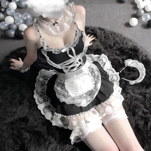 mzenuop Maid Dress Cosplay Sweet Classic Apron Costume with Socks in Saudi Arabia