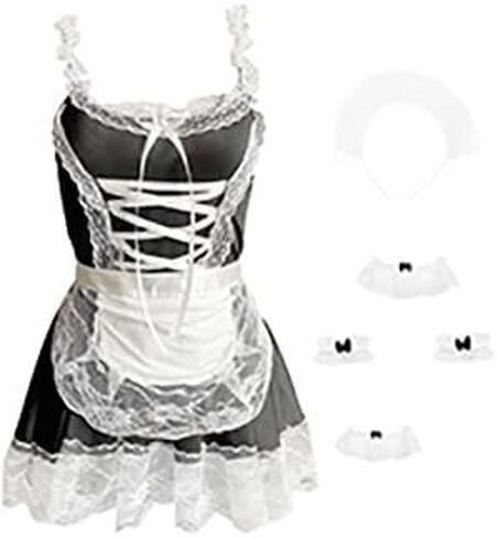 mzenuop Maid Dress Cosplay Sweet Classic Apron Costume with Socks in Saudi Arabia