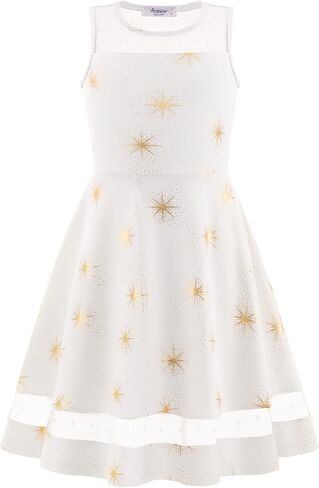 Arshiner Girls Dresses Elegant Dresses Slicfeless Round Neck A-Line Party Dance Graduation Mesh Size 5-16 in Kuwait
