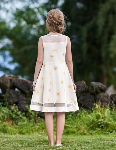 Arshiner Girls Dresses Elegant Dresses Slicfeless Round Neck A-Line Party Dance Graduation Mesh Size 5-16 in Kuwait
