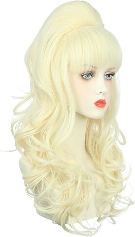Yuehong Long Ginger Wavy Women Big Bouffant Wig Beehive 60s 70s Cosplay Costume Costum in Kuwait