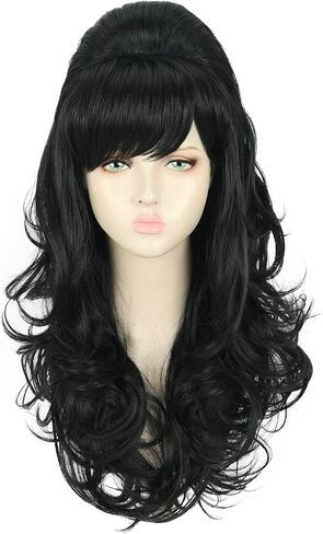 Yuehong Long Ginger Wavy Women Big Bouffant Wig Beehive 60s 70s Cosplay Costume Costum in Kuwait