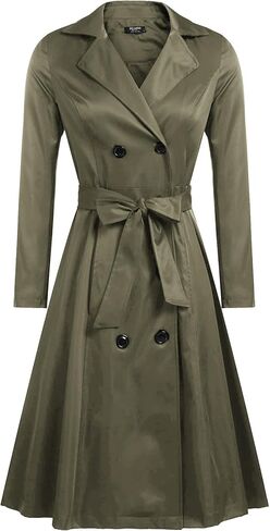 Zeagoo Women's Trench Coats Double-Breasted Long Coat with Belt in Saudi Arabia