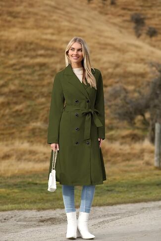 Zeagoo Women's Trench Coats Double-Breasted Long Coat with Belt in Saudi Arabia