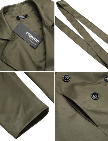 Zeagoo Women's Trench Coats Double-Breasted Long Coat with Belt in Saudi Arabia