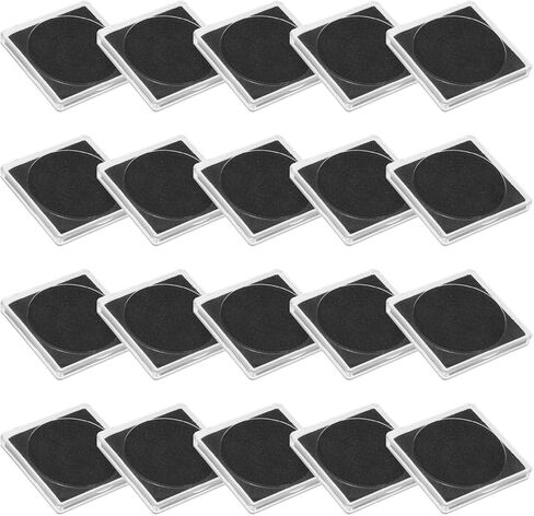 PATIKIL Coin Snap Holder, 20 Pack Coin Collection Case Square with Foam Gasket Coins Display Box Fit 19/24/29/34/39mm Coins for Collector Collection Supplies, Clear Black in Saudi Arabia