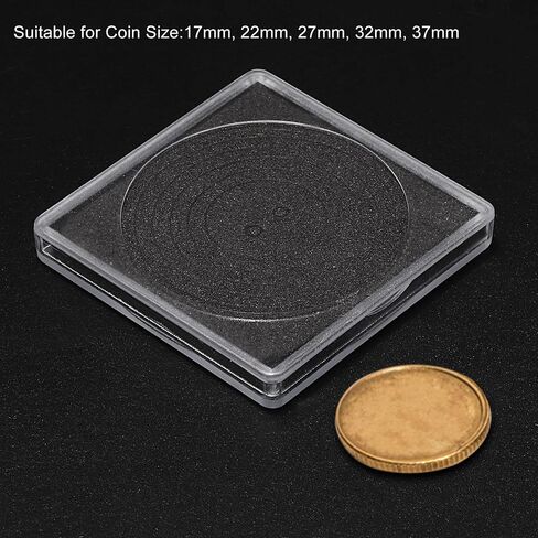 PATIKIL Coin Snap Holder, 20 Pack Coin Collection Case Square with Foam Gasket Coins Display Box Fit 19/24/29/34/39mm Coins for Collector Collection Supplies, Clear Black in Saudi Arabia