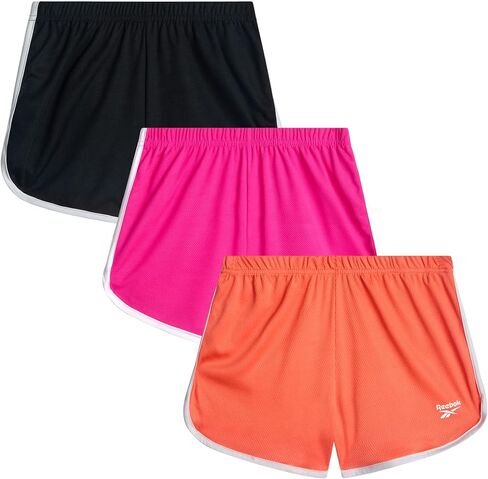 Reebok Girls Athletic Shorts - 3 Pack Active Performance Lightweight Mesh Dolphin Girls Shorts for Running Soccer Gym (7-12) in Kuwait