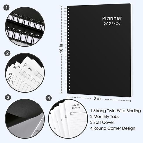 2024-2025 Planner - Weekly and Monthly Planner 2024-2025, Jul 2024 - Jun 2025, 8'' x 10'', 2024-2025 Calendar with Twin-wire Binding, Flexible Cover in Kuwait