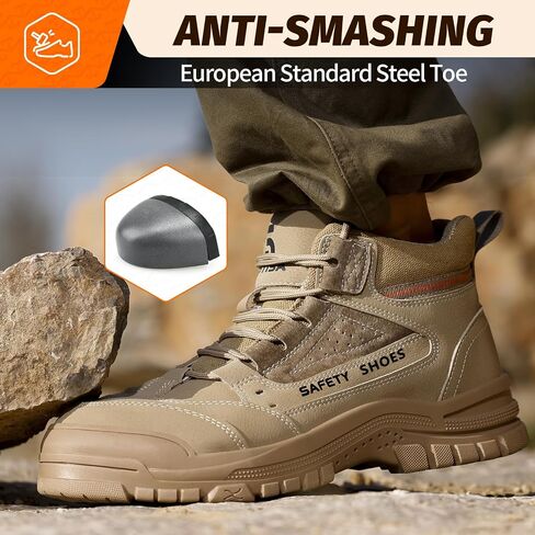 Steel Toe Shoes for Men Lightweight Work Boots for Men Comfortable Steel Toe Boots Industrial Work Shoes Breathable Safety Shoes Construction Steel Toe Sneakers Indestructible Safety Boots in Saudi Arabia